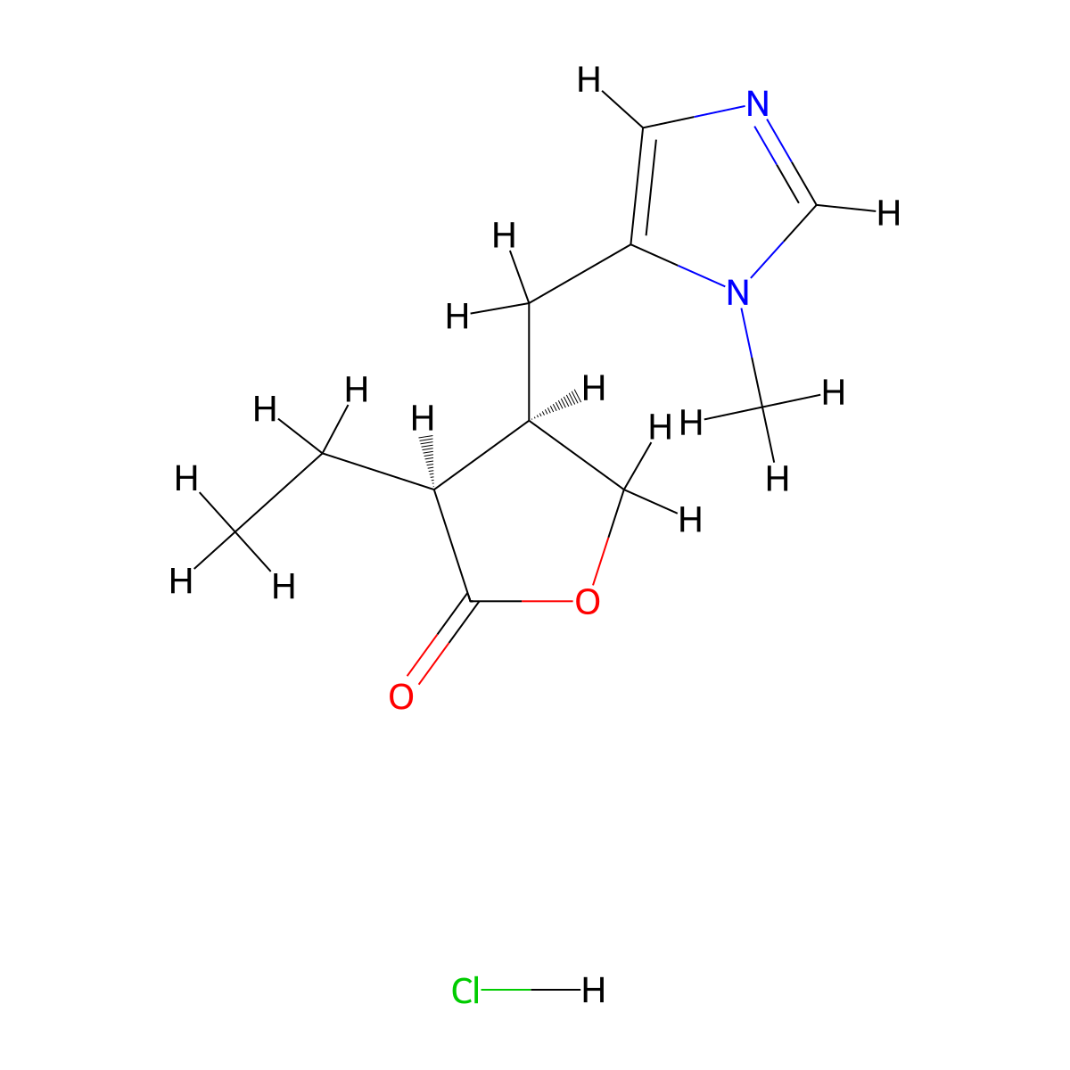 Pilocarpine Hydrochloride molecular structure, CAS 54-71-7