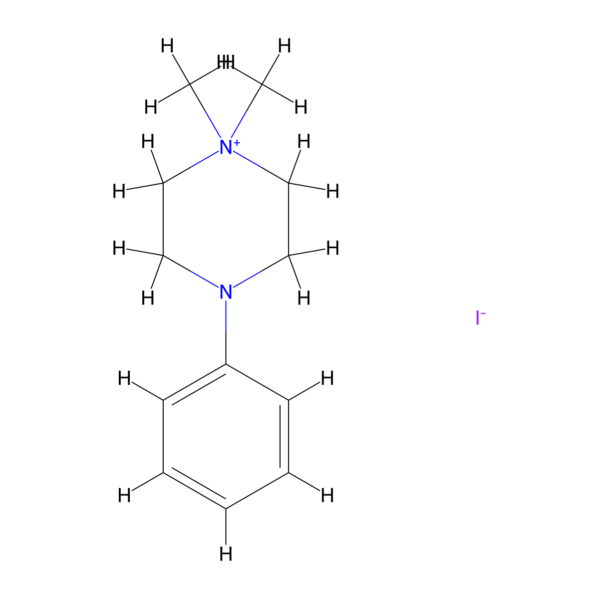 1,1-Dimethyl-4-phenylpiperazinium iodide molecular structure, CAS 54-77-3