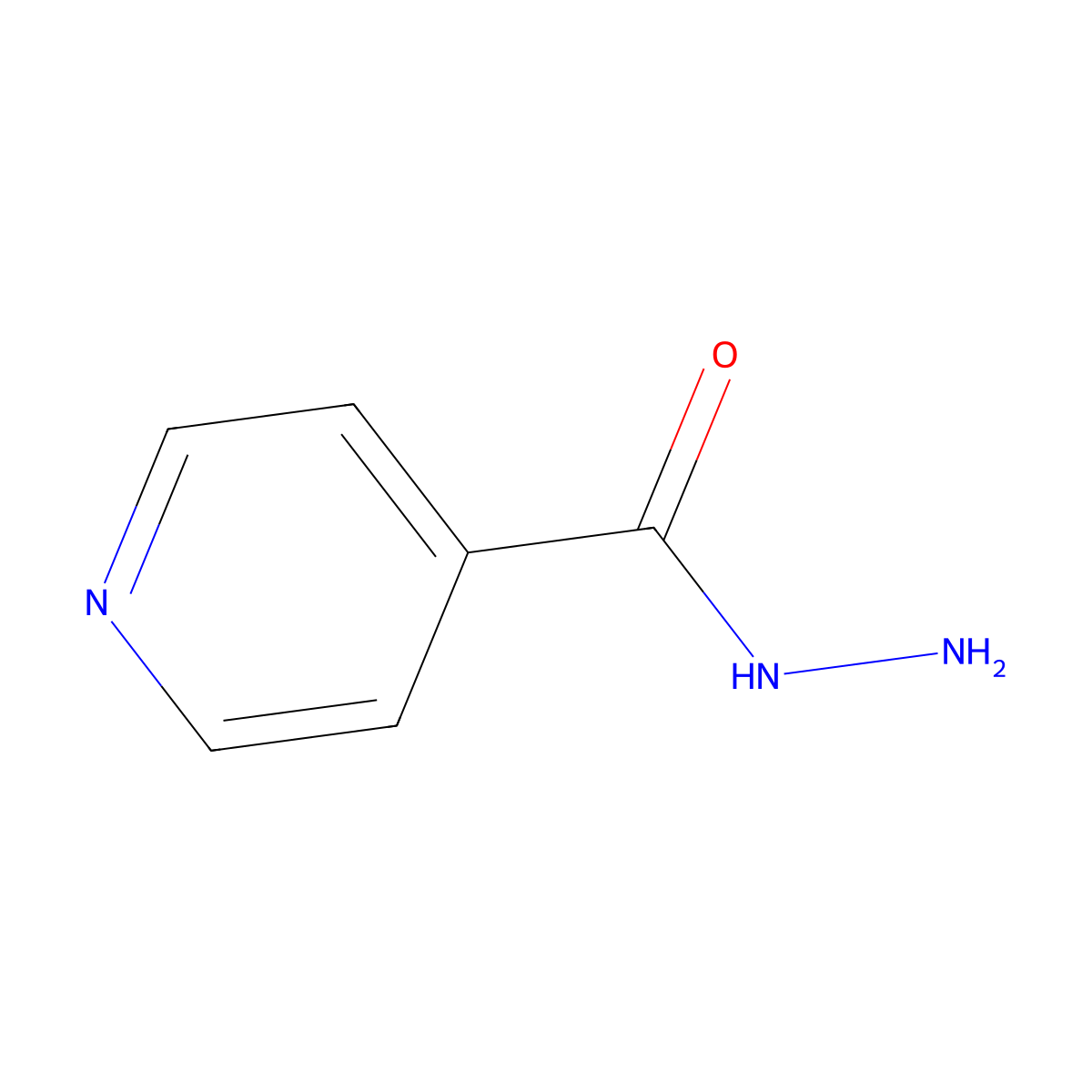 Isoniazid molecular structure, CAS 54-85-3
