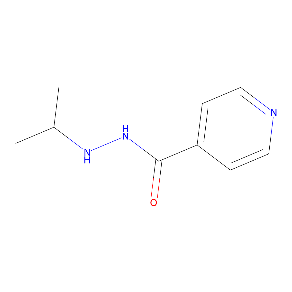 Iproniazid molecular structure, CAS 54-92-2