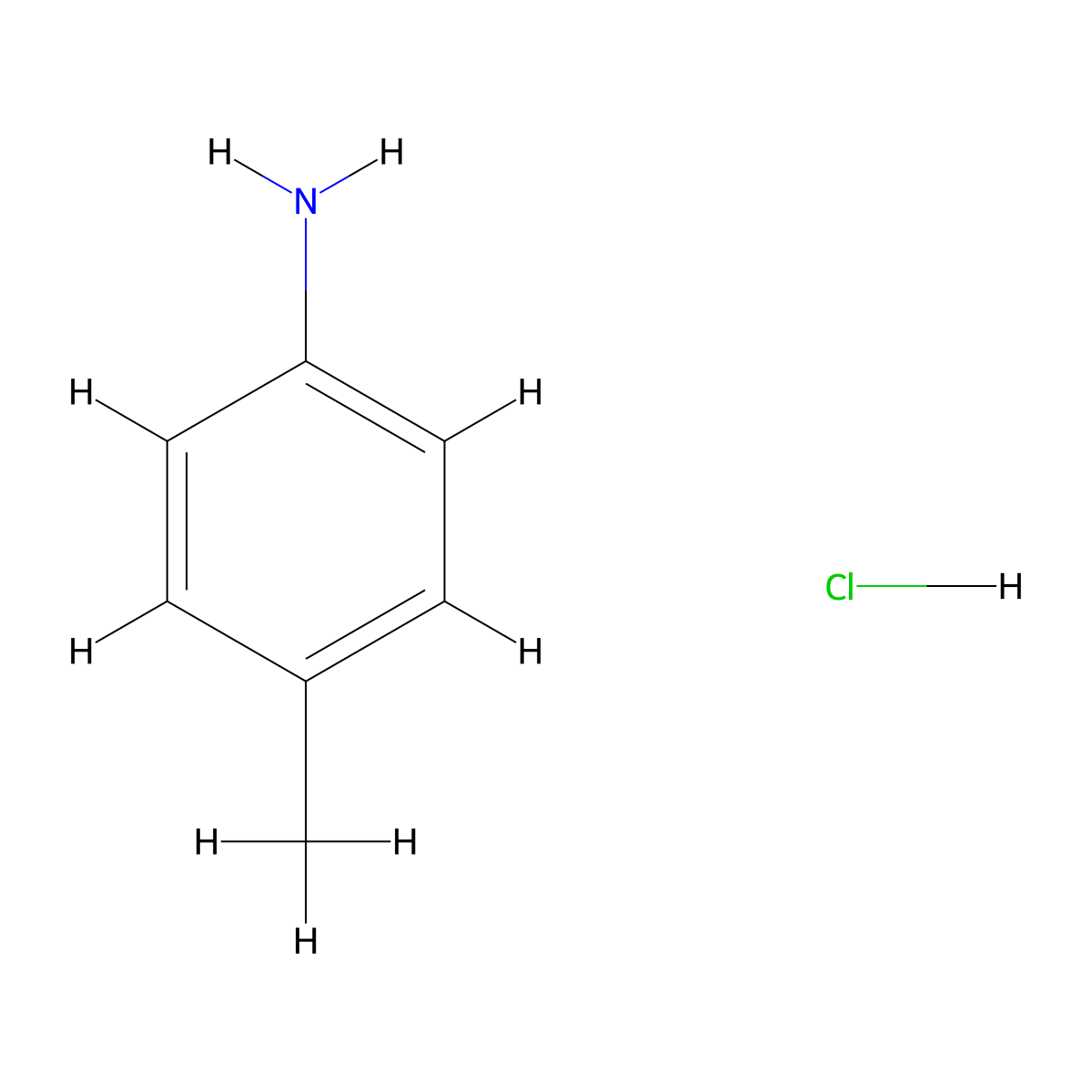 Benzenamine, 4-methyl-, hydrochloride (1:1) molecular structure, CAS 540-23-8