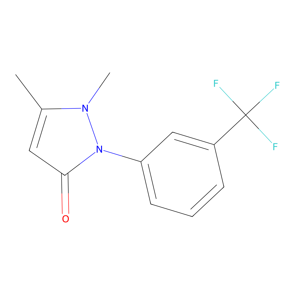 1,5-Dimethyl-2-(3-trifluoromethyl-phenyl)-1,2-dihydro-pyrazol-3-one molecular structure, CAS 5400-63-5