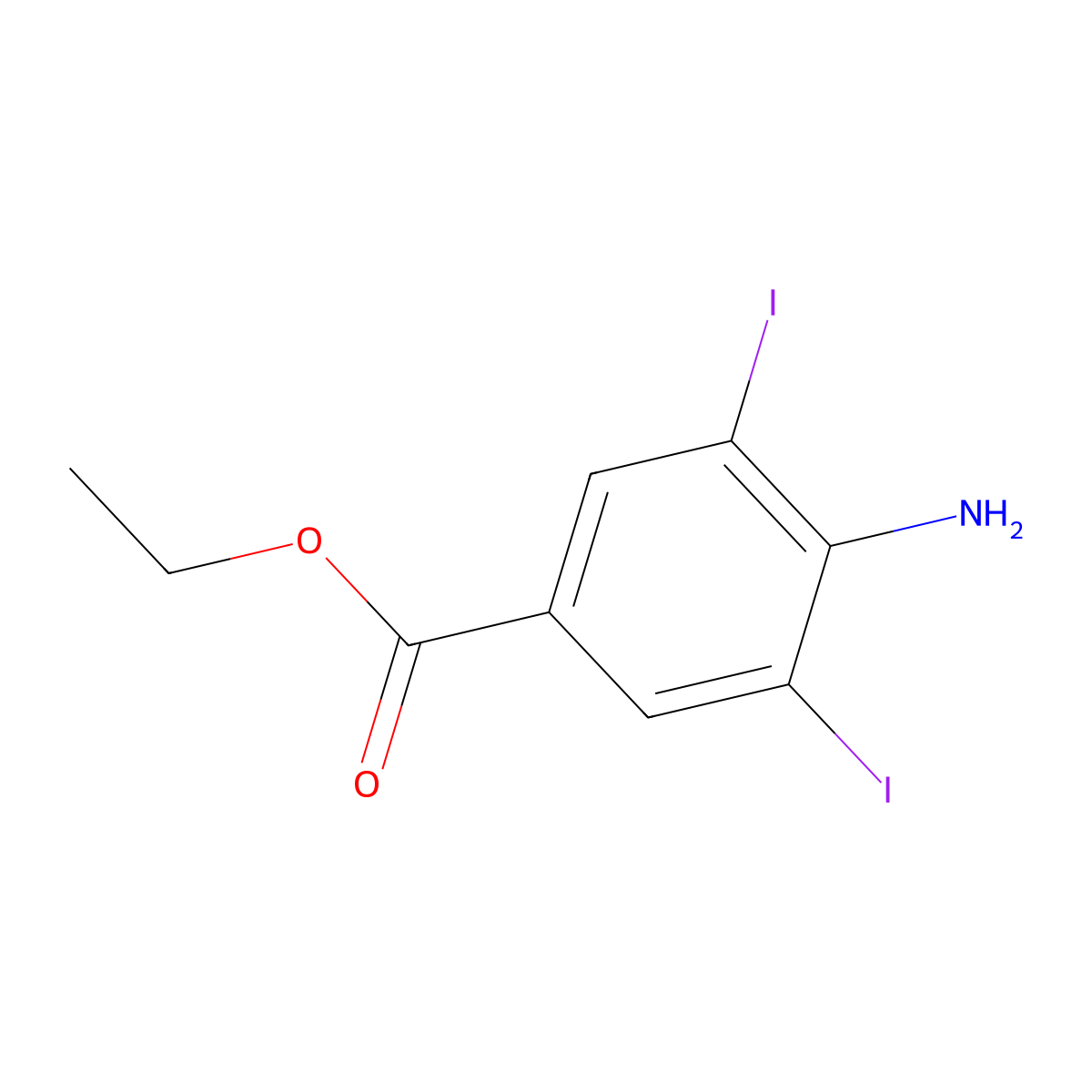Benzoic acid, 4-amino-3,5-diiodo-, ethyl ester molecular structure, CAS 5400-81-7