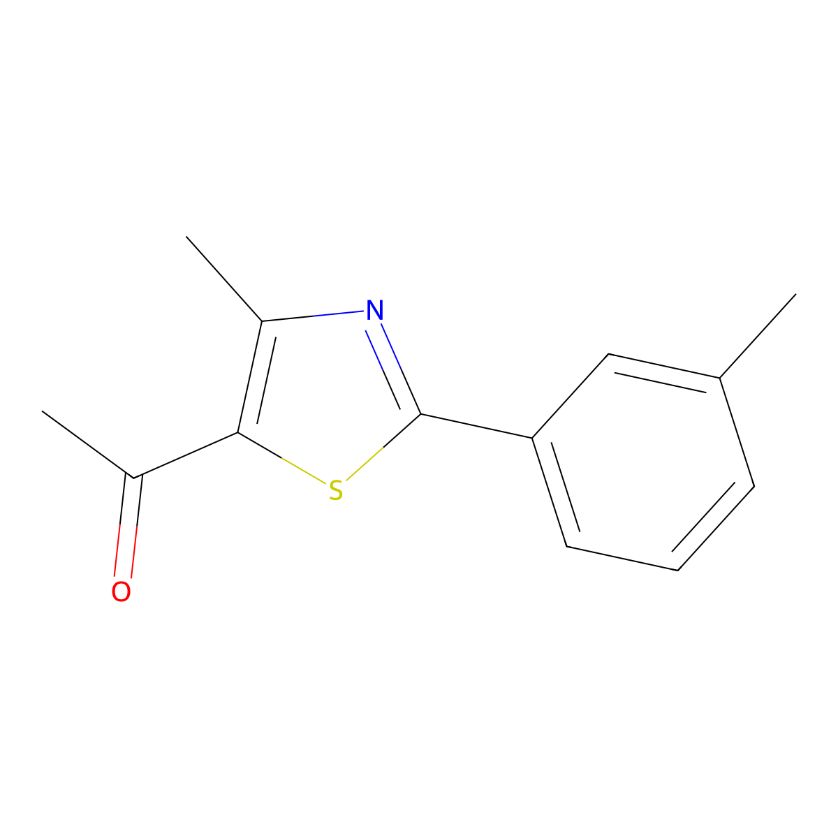 1-(4-Methyl-2-(3-methylphenyl)-5-thiazolyl)ethanone molecular structure, CAS 54001-04-6