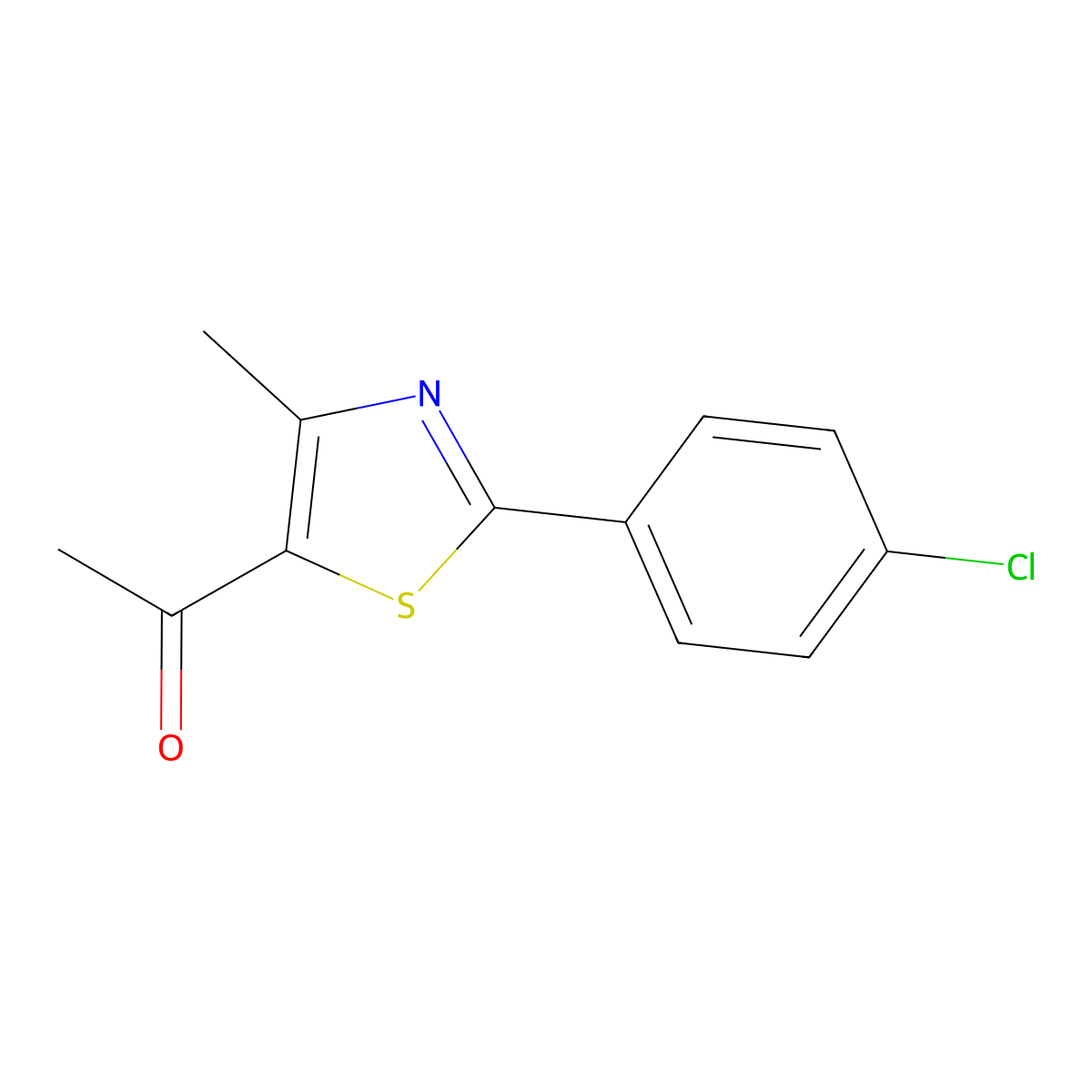 1-(2-(4-Chlorophenyl)-4-methyl-1,3-thiazol-5-yl)ethan-1-one molecular structure, CAS 54001-07-9