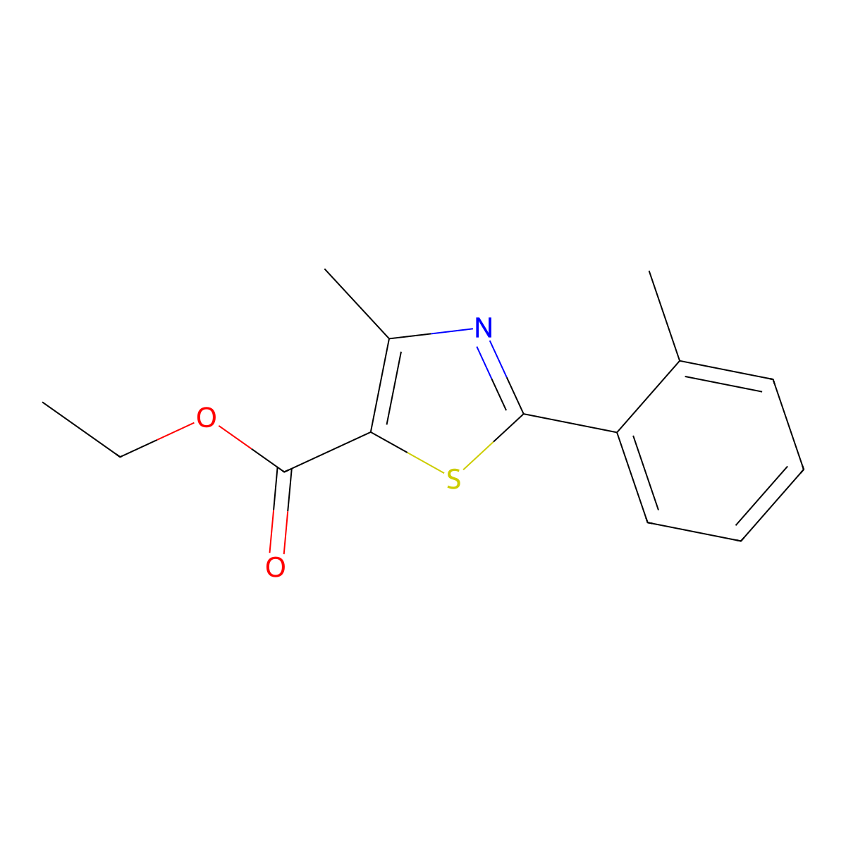 Ethyl 4-methyl-2-(2-methylphenyl)-1,3-thiazole-5-carboxylate molecular structure, CAS 54001-11-5