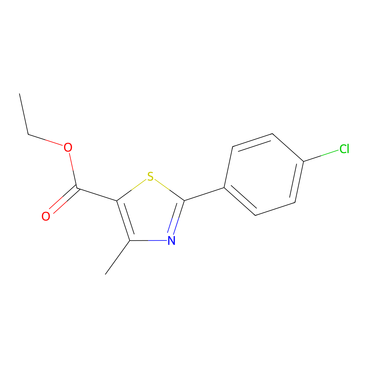 Ethyl 2-(4-chlorophenyl)-4-methyl-1,3-thiazole-5-carboxylate molecular structure, CAS 54001-12-6