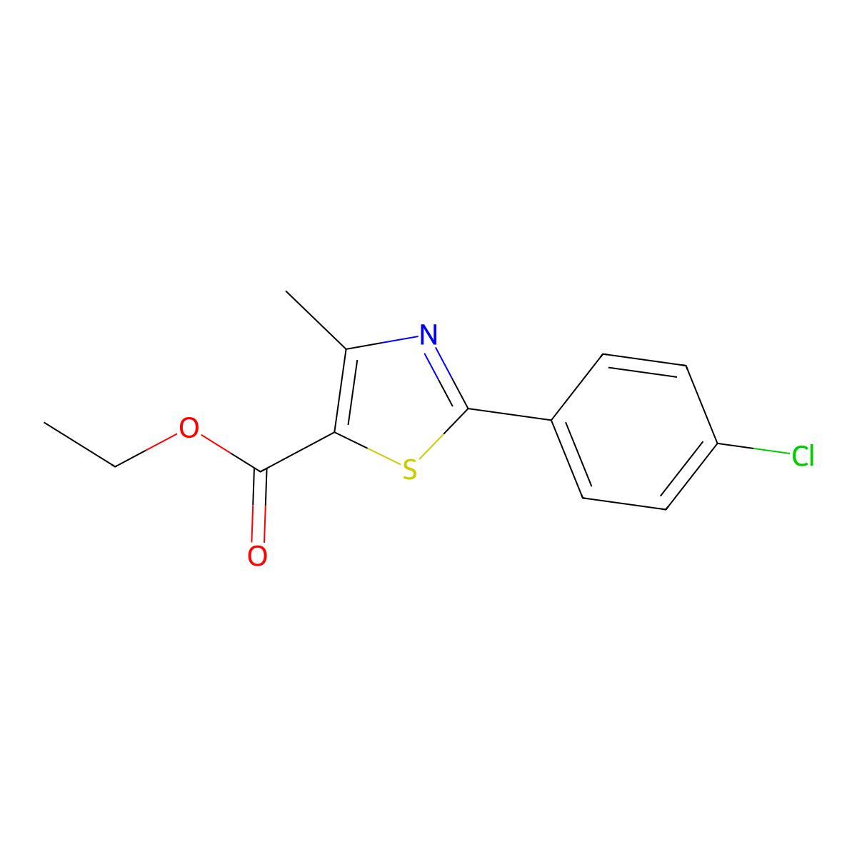 Ethyl 2-(4-chlorophenyl)-4-methyl-1,3-thiazole-5-carboxylate molecular structure, CAS 54001-12-6
