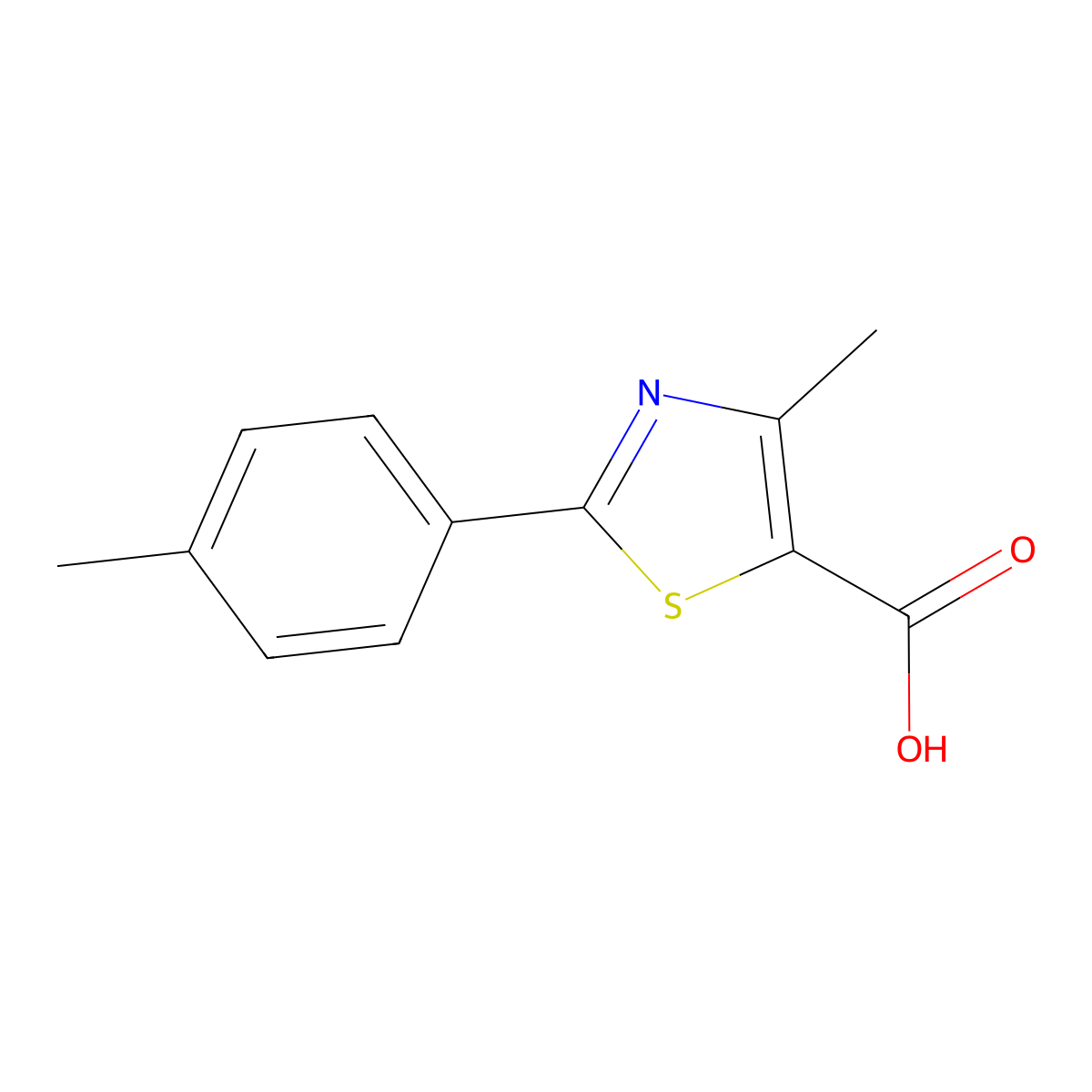 4-Methyl-2-(4-methylphenyl)-1,3-thiazole-5-carboxylic acid molecular structure, CAS 54001-13-7
