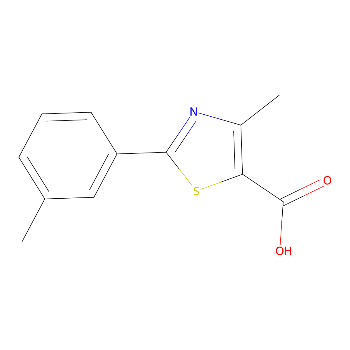4-Methyl-2-(3-methylphenyl)-1,3-thiazole-5-carboxylic acid molecular structure, CAS 54001-14-8
