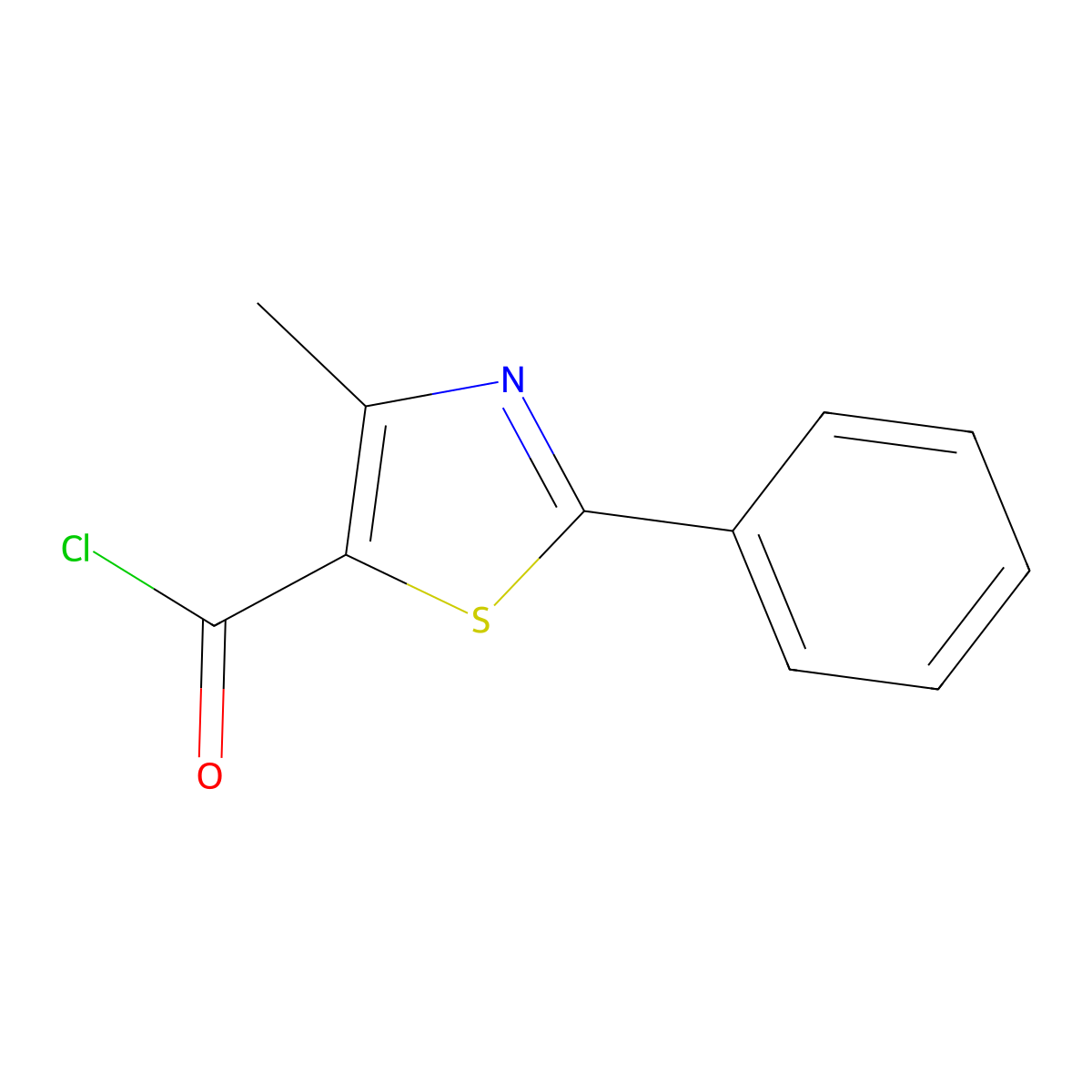 4-Methyl-2-phenyl-thiazole-5-carbonyl chloride molecular structure, CAS 54001-18-2