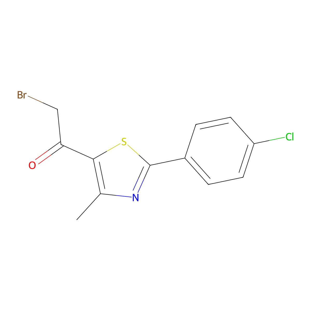 2-Bromo-1-[2-(4-chlorophenyl)-4-methyl-1,3-thiazol-5-yl]-1-ethanone molecular structure, CAS 54001-36-4