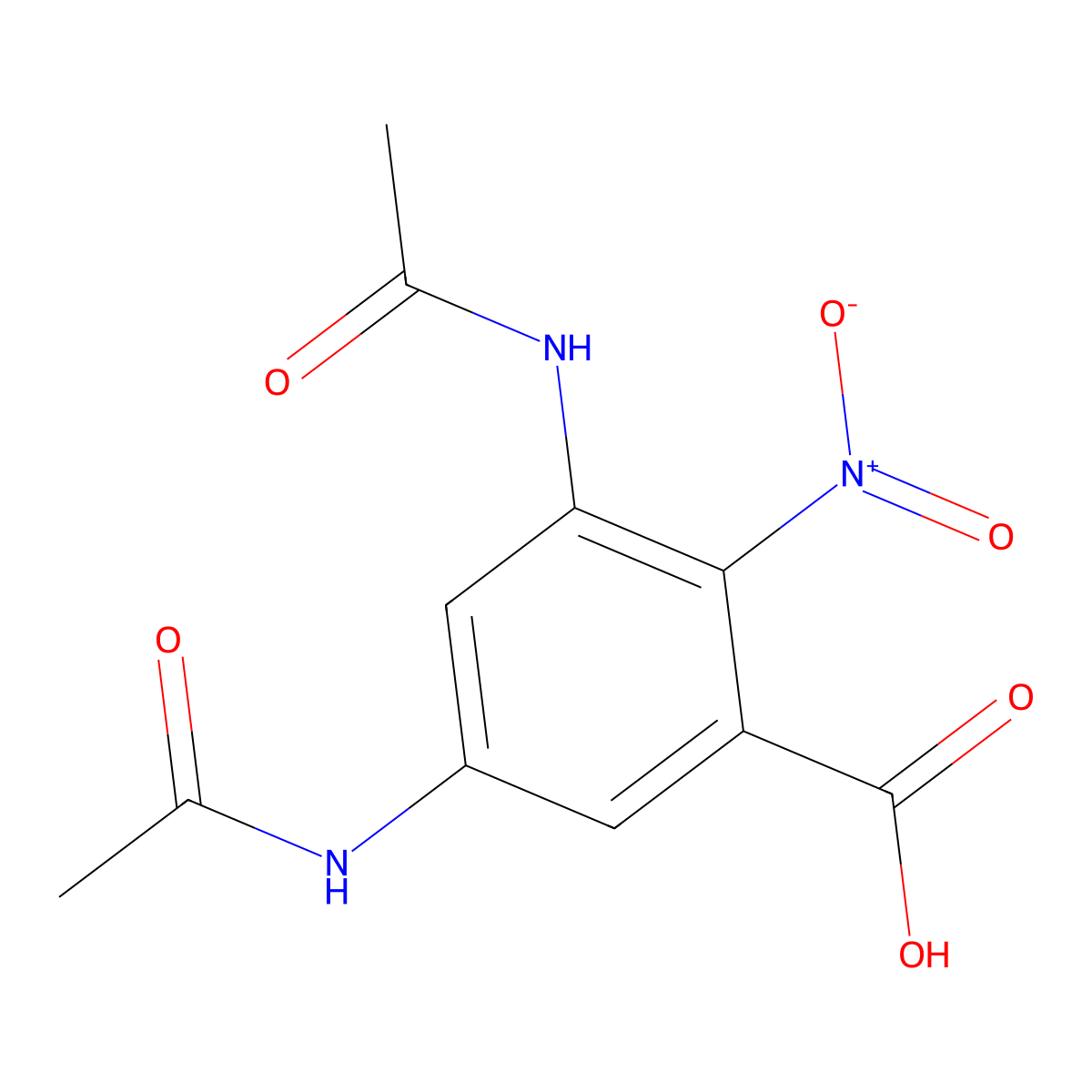 3,5-Diacetamido-2-nitrobenzoic acid molecular structure, CAS 54002-29-8