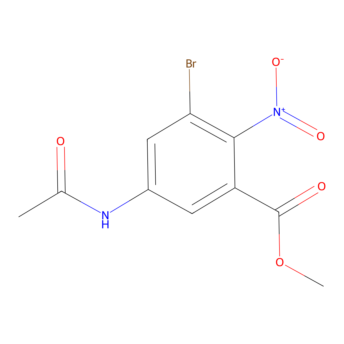 Methyl 5-(acetylamino)-3-bromo-2-nitrobenzoate molecular structure, CAS 54002-33-4