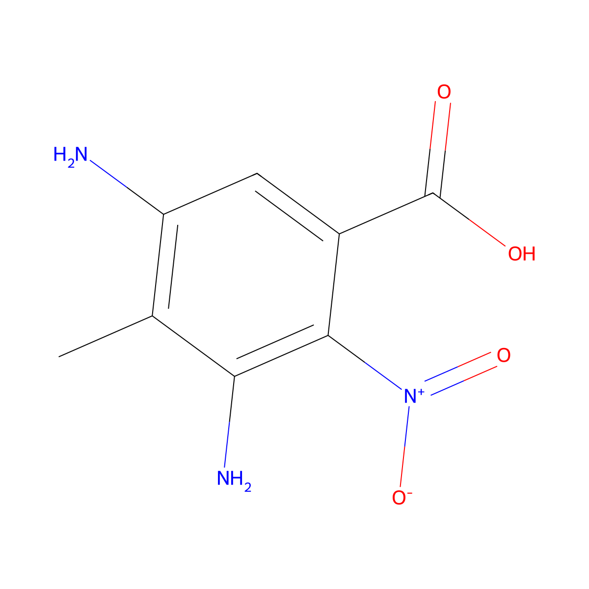 3,5-Diamino-4-methyl-2-nitrobenzoic acid molecular structure, CAS 54002-36-7
