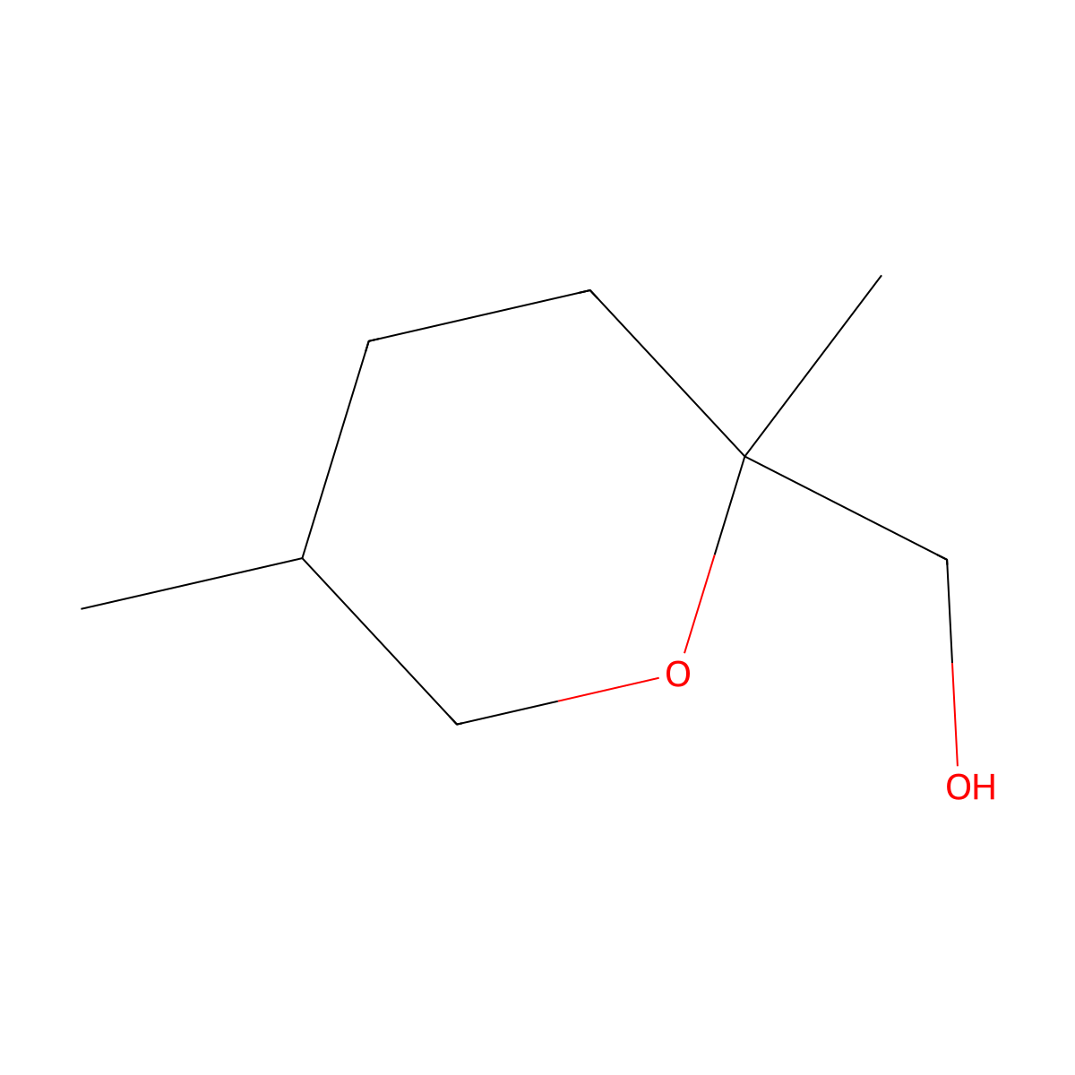 Tetrahydro-2,5-dimethyl-2H-pyran-2-methanol molecular structure, CAS 54004-46-5