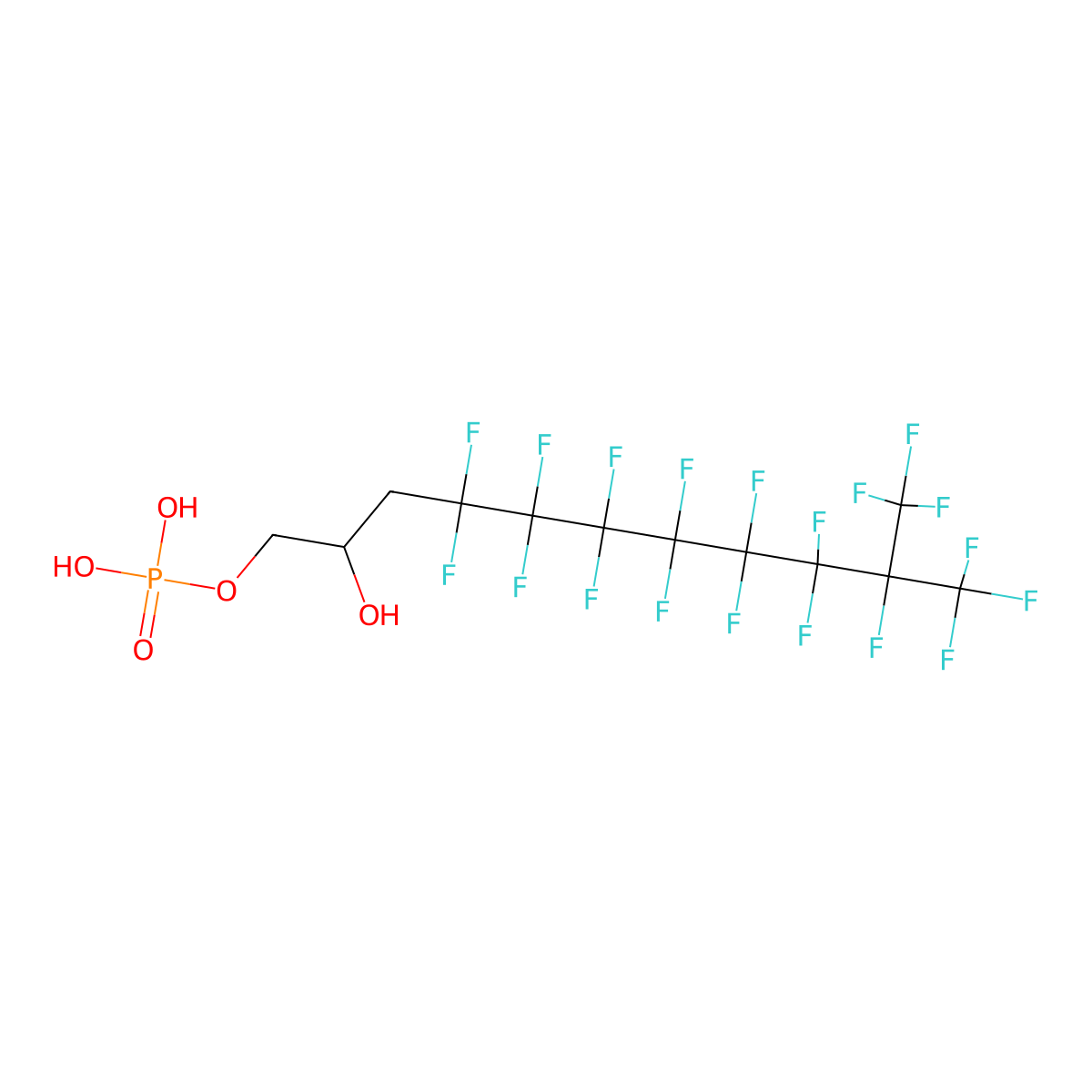 4,4,5,5,6,6,7,7,8,8,9,9,10,11,11,11-Hexadecafluoro-2-hydroxy-10-(trifluoromethyl)undecyl dihydrogen phosphate molecular structure, CAS 54009-73-3