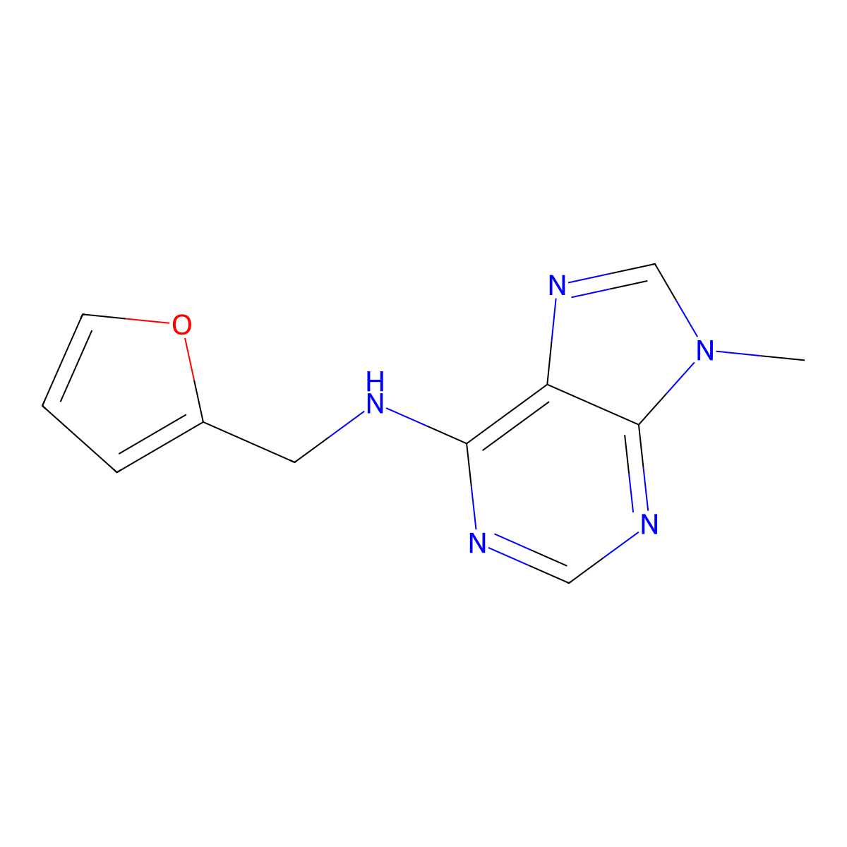 N-(furan-2-ylmethyl)-9-methylpurin-6-amine molecular structure, CAS 5401-70-7