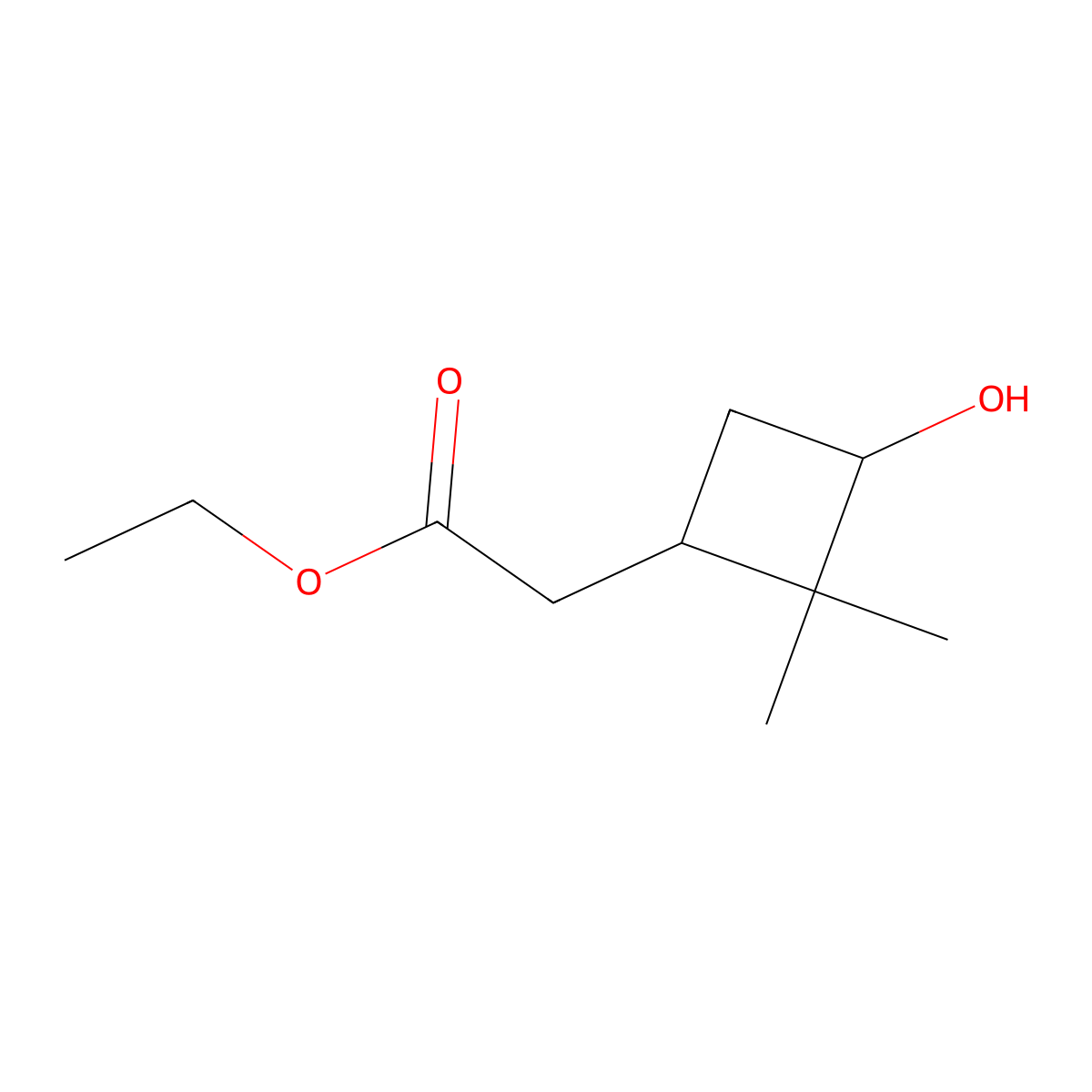 Ethyl 2-(3-hydroxy-2,2-dimethylcyclobutyl)acetate molecular structure, CAS 54010-27-4