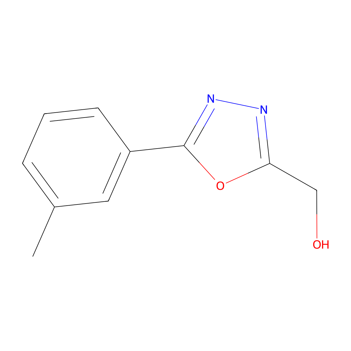 1,3,4-Oxadiazole-2-methanol, 5-(3-methylphenyl)- molecular structure, CAS 54014-05-0