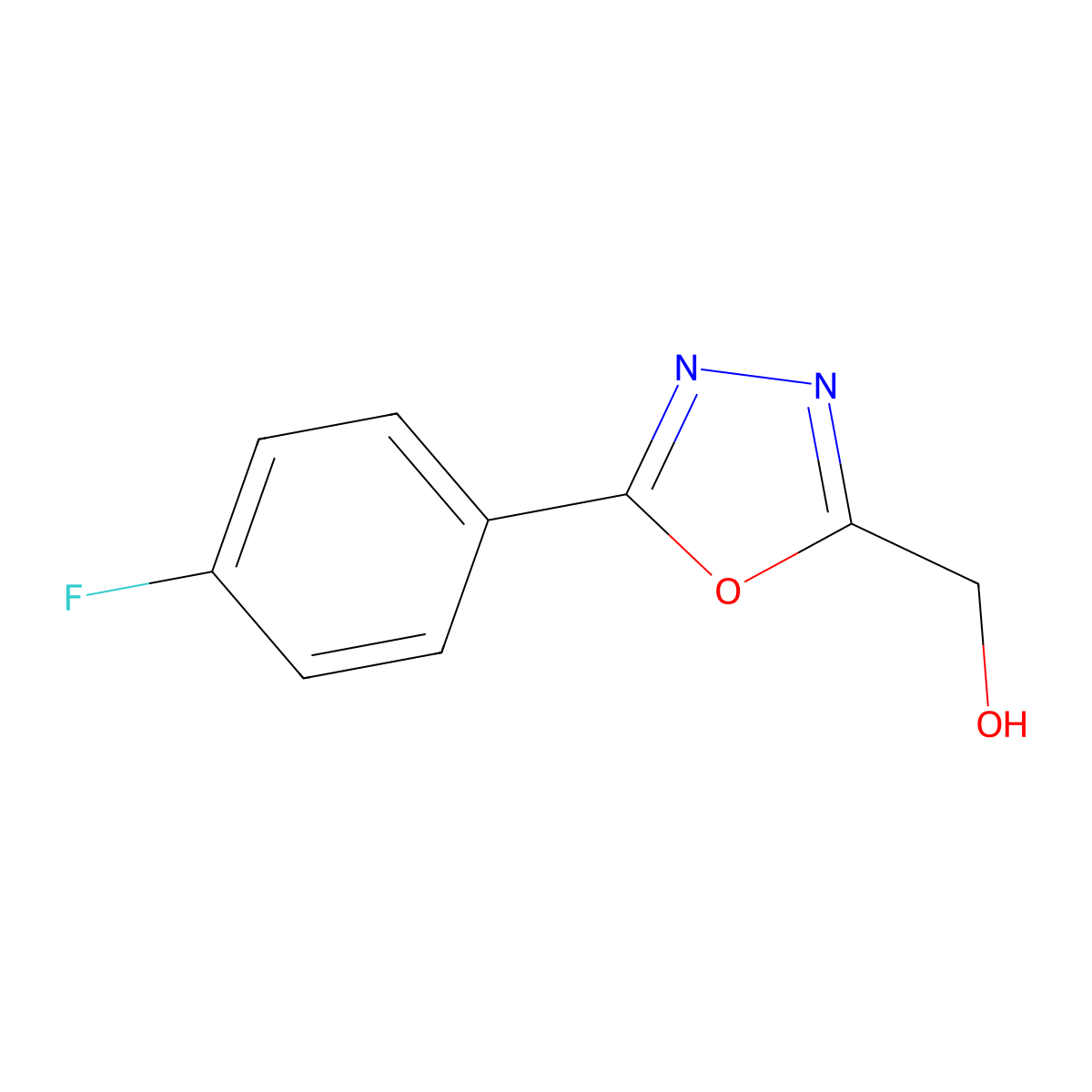1,3,4-Oxadiazole-2-methanol, 5-(4-fluorophenyl)- molecular structure, CAS 54014-09-4