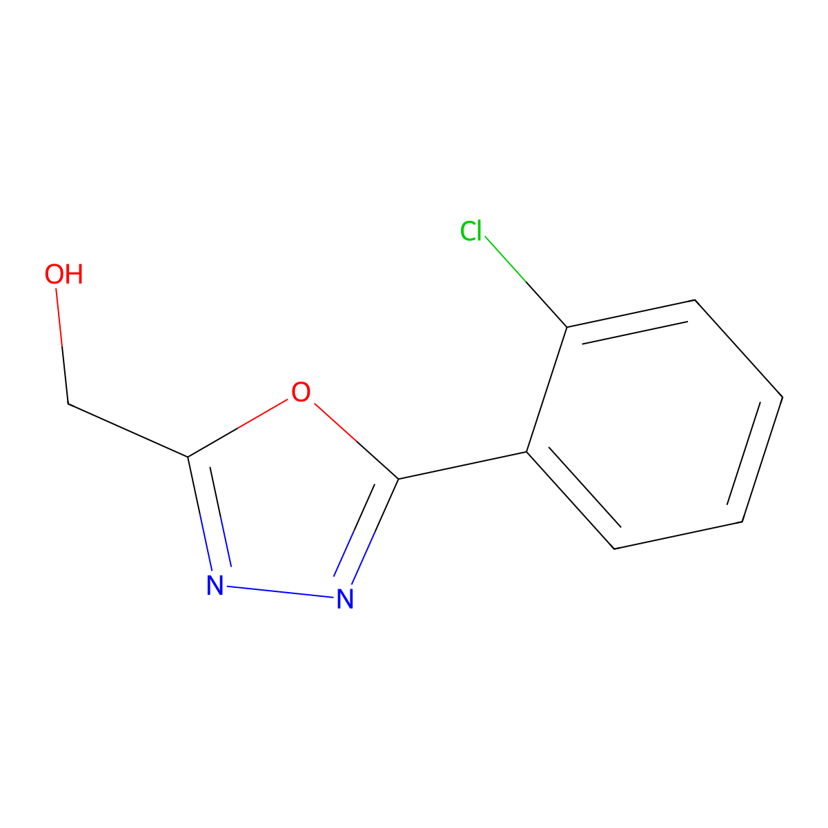 (5-(2-Chlorophenyl)-1,3,4-oxadiazol-2-yl)methanol molecular structure, CAS 54014-15-2