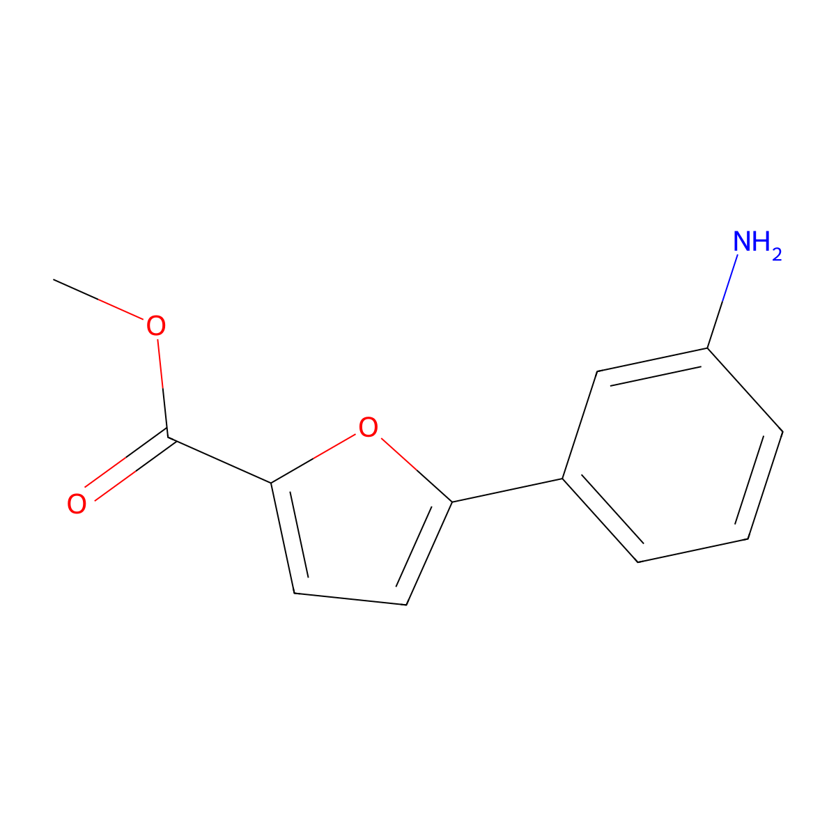 Methyl 5-(3-aminophenyl)furan-2-carboxylate molecular structure, CAS 54023-06-2