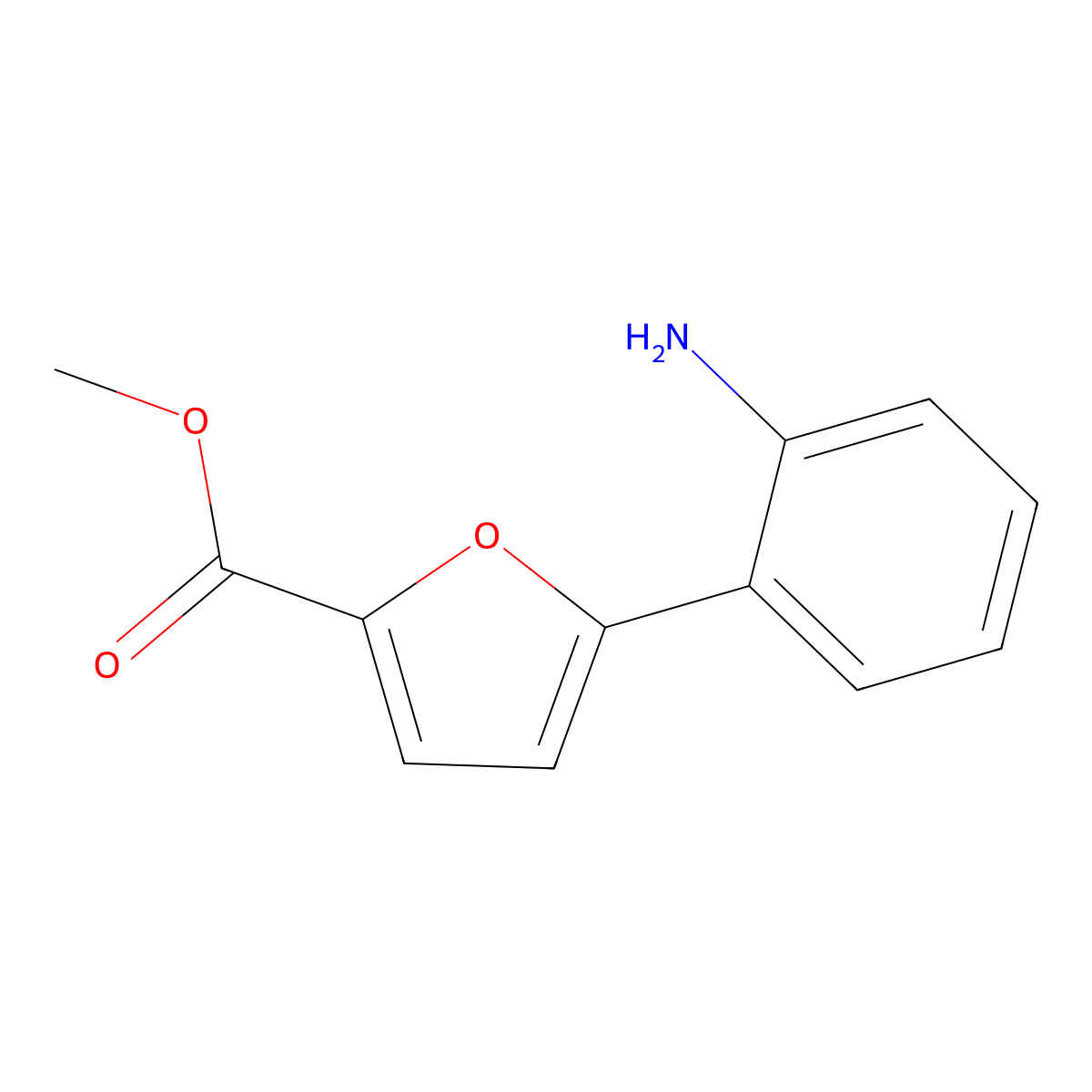 Methyl 5-(2-aminophenyl)furan-2-carboxylate molecular structure, CAS 54023-14-2