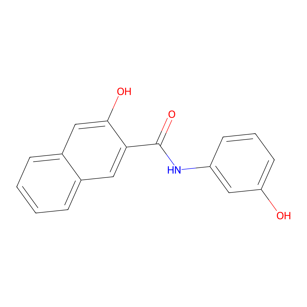 2-Naphthalenecarboxamide, 3-hydroxy-N-(3-hydroxyphenyl)- molecular structure, CAS 54023-77-7