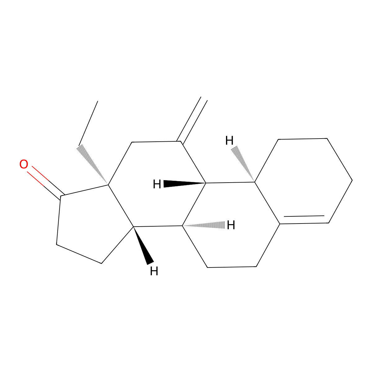 13-Ethyl-11-methylenegon-4-en-17-one molecular structure, CAS 54024-21-4