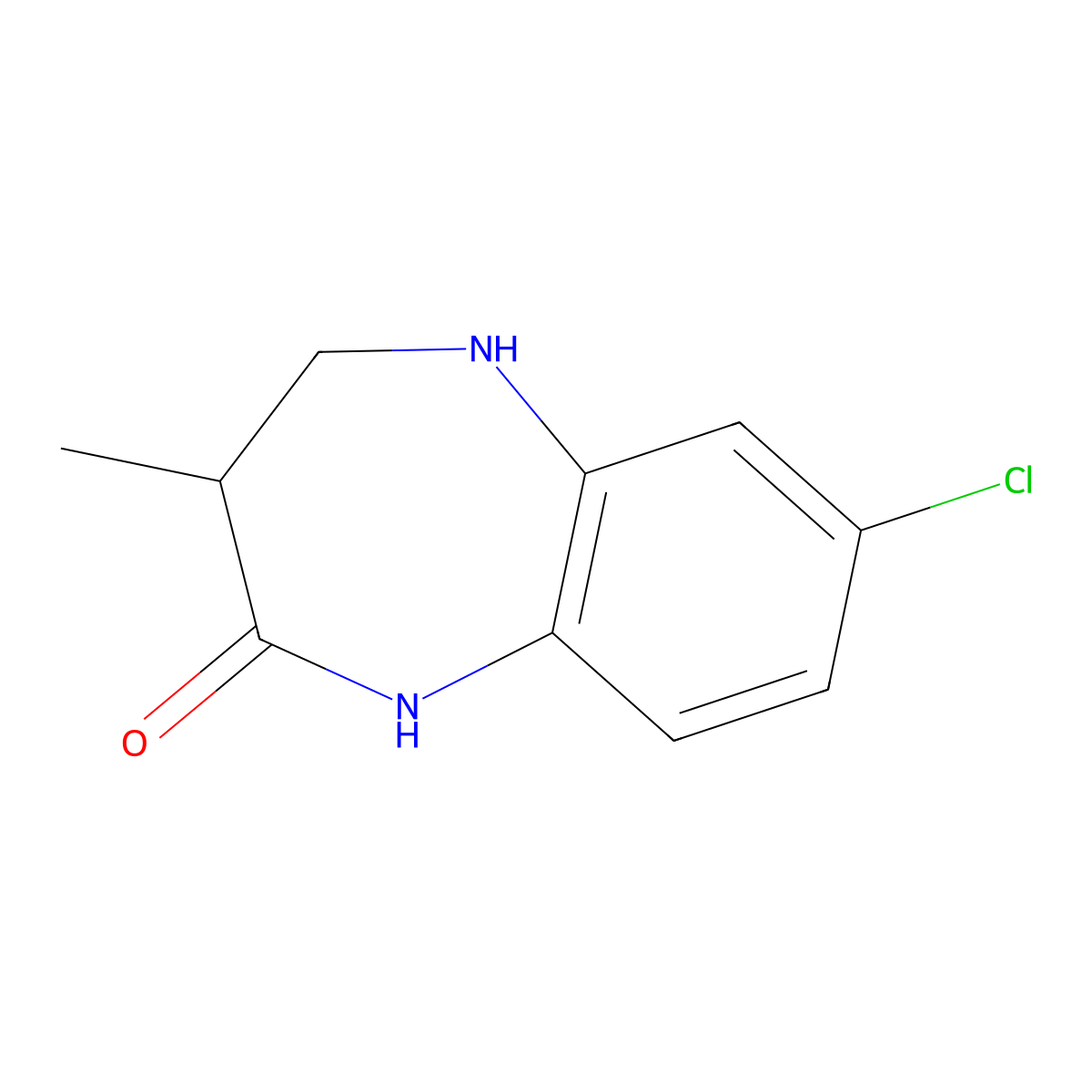 7-Chloro-3-methyl-4,5-dihydro-1H-benzo[b][1,4]diazepin-2(3H)-one molecular structure, CAS 54028-75-0