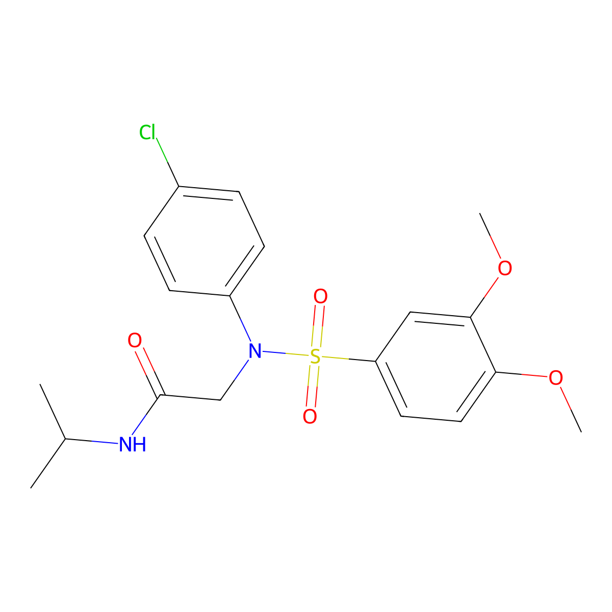 N~2~-(4-chlorophenyl)-N~2~-[(3,4-dimethoxyphenyl)sulfonyl]-N-propan-2-ylglycinamide molecular structure, CAS 5403-18-9