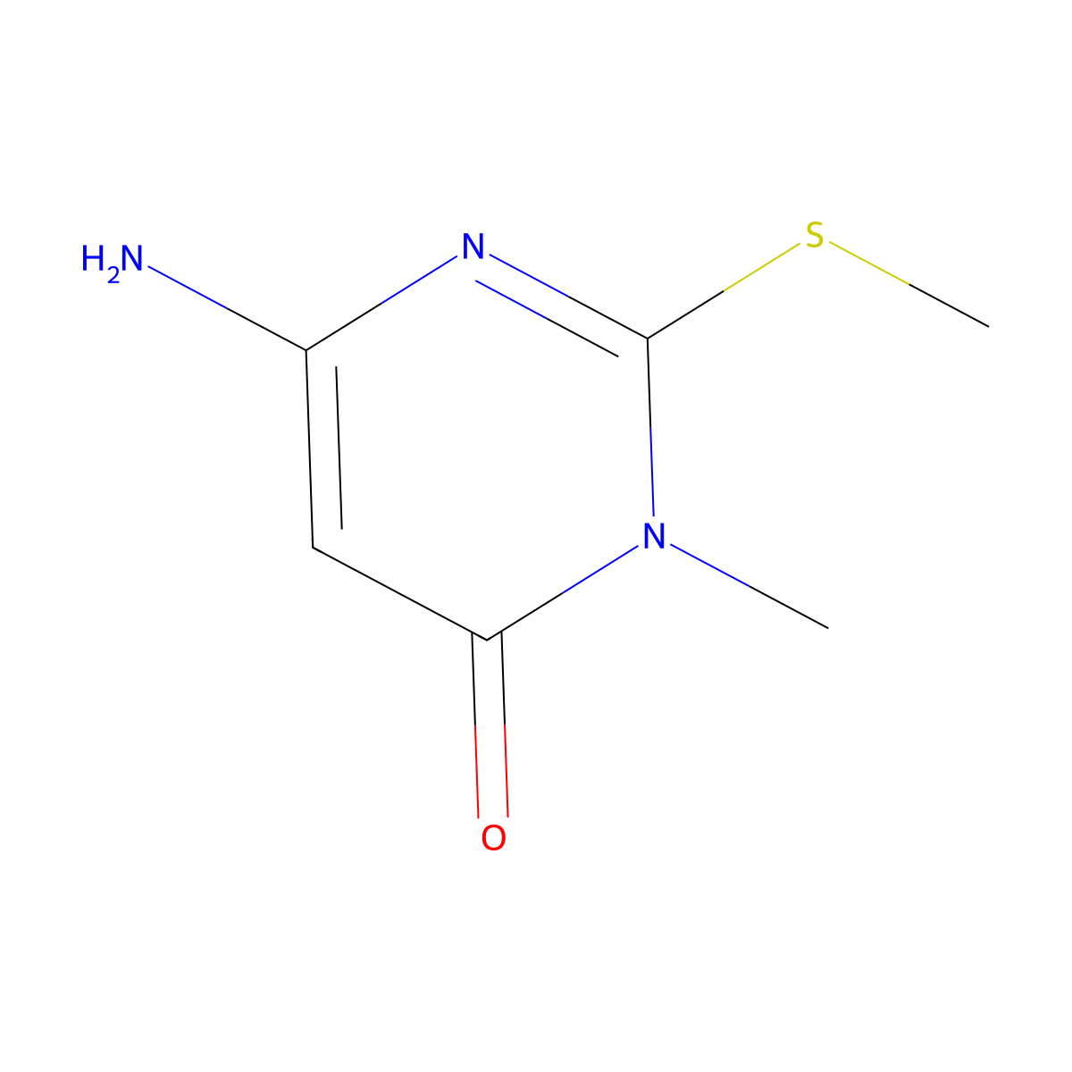 6-Amino-3-methyl-2-(methylsulfanyl)pyrimidin-4(3H)-one molecular structure, CAS 54030-56-7