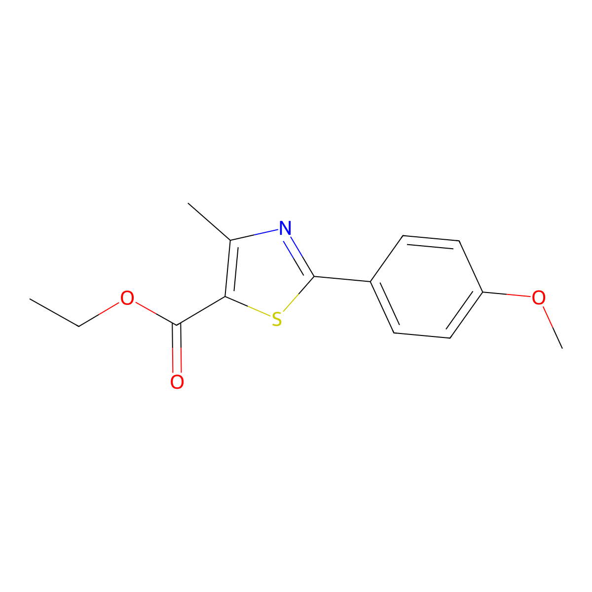 Ethyl 2-(4-methoxyphenyl)-4-methyl-1,3-thiazole-5-carboxylate molecular structure, CAS 54032-88-1