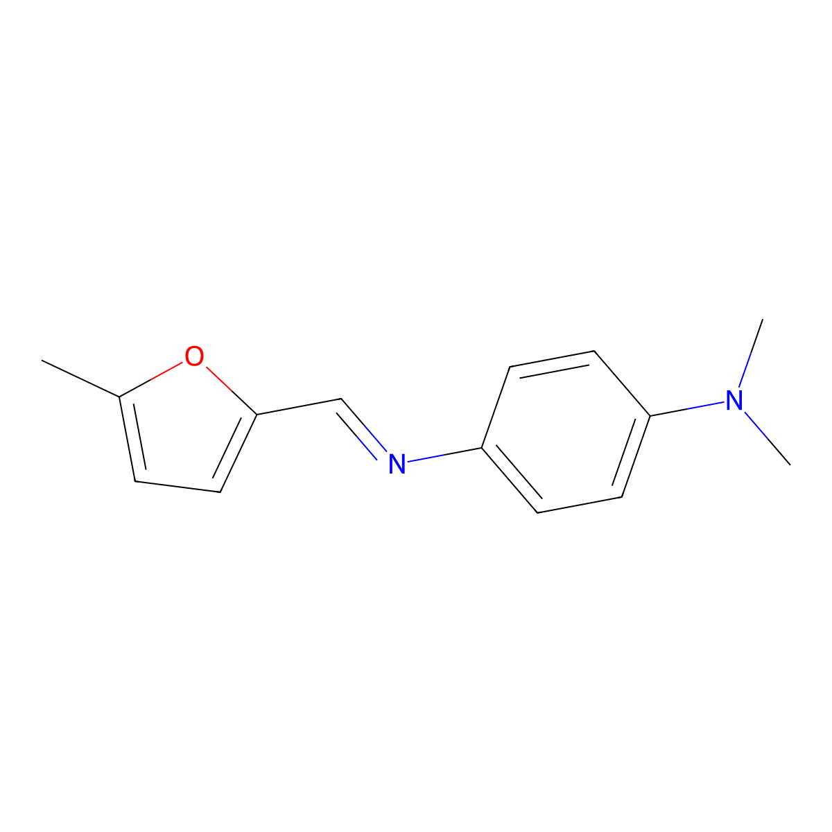 N,N-dimethyl-4-[(5-methylfuran-2-yl)methylideneamino]aniline molecular structure, CAS 5404-25-1