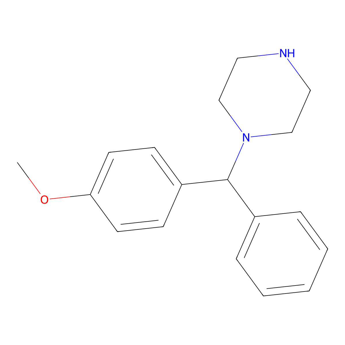1-[(4-Methoxyphenyl)-phenylmethyl]piperazine molecular structure, CAS 54041-93-9