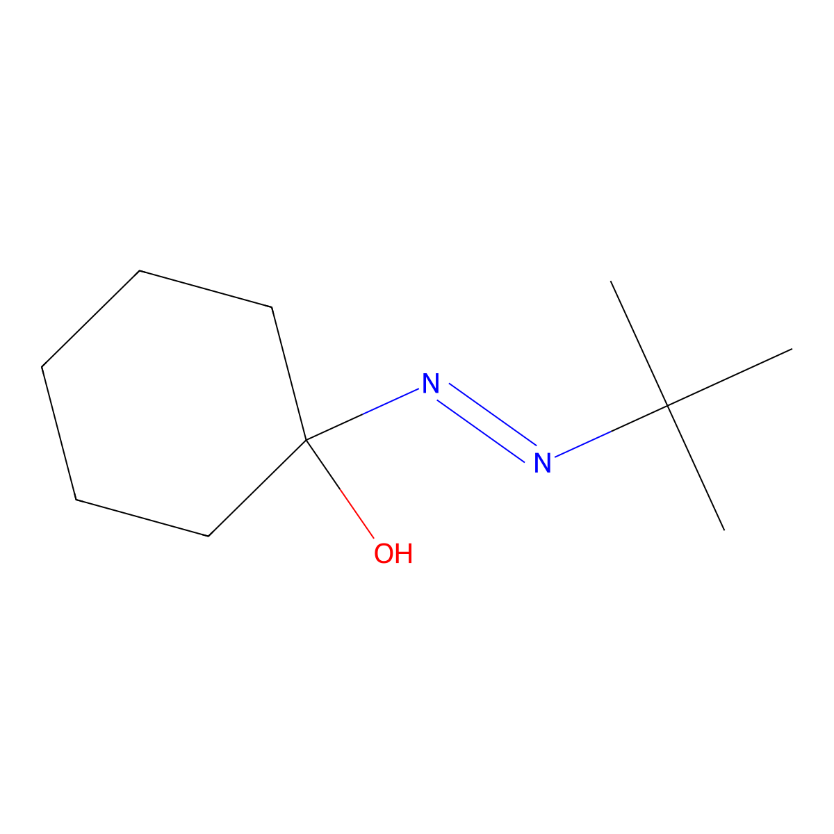 Cyclohexanol, 1-(2-(1,1-dimethylethyl)diazenyl)- molecular structure, CAS 54043-65-1