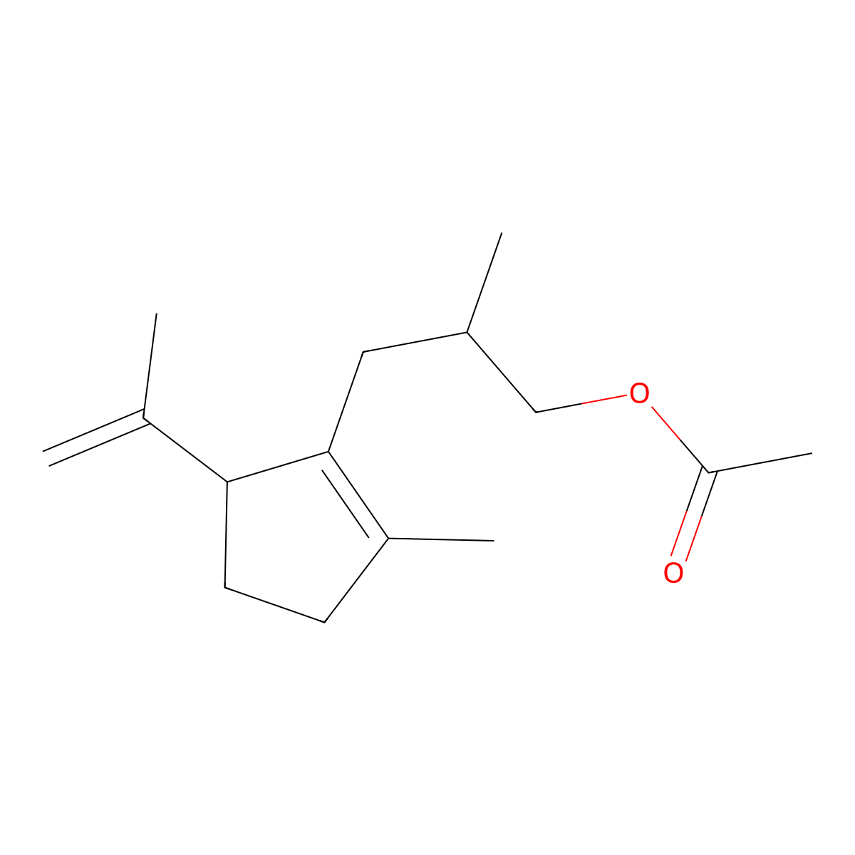 1-Cyclopentene-1-propanol, beta,2-dimethyl-5-(1-methylethenyl)-, 1-acetate molecular structure, CAS 54043-73-1
