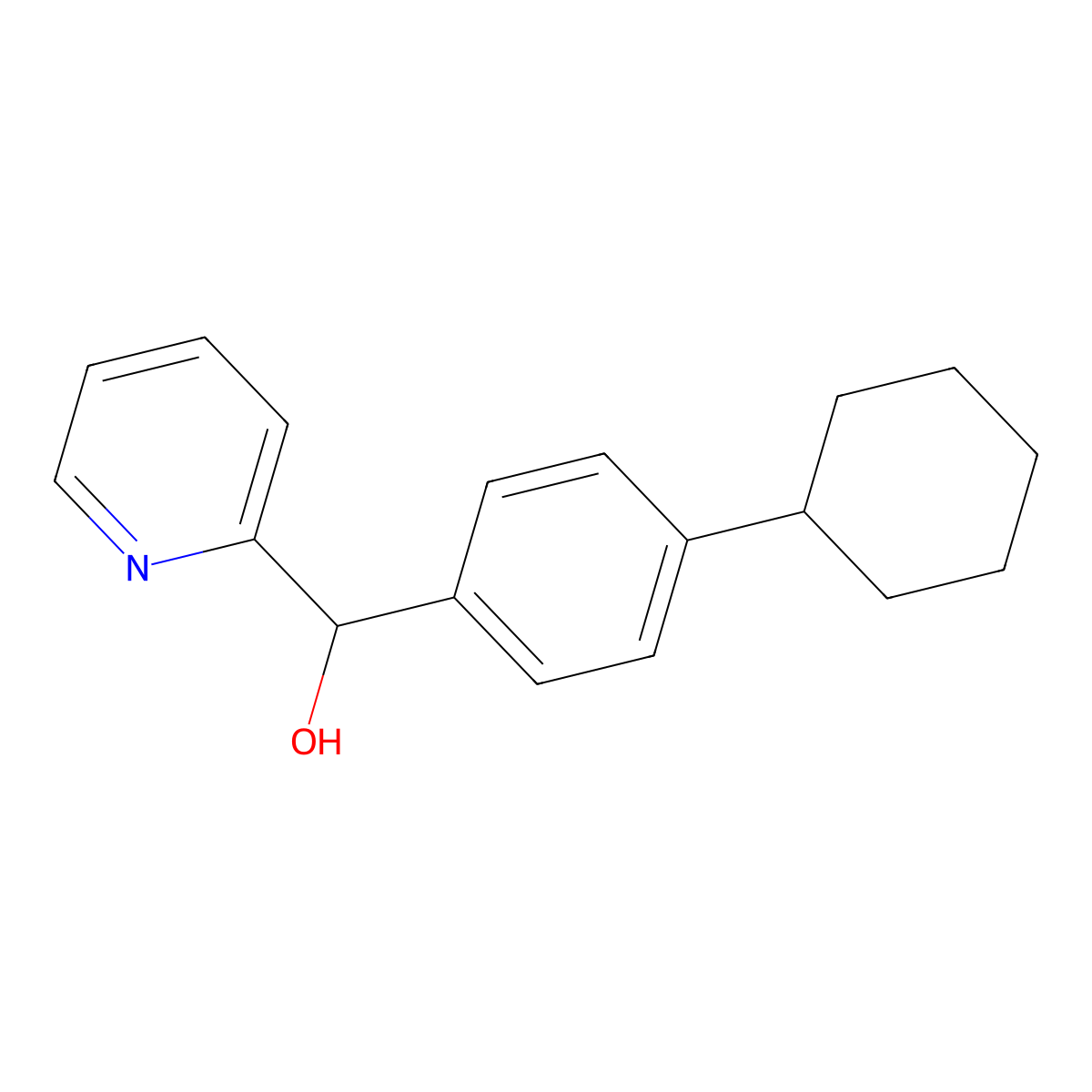 alpha-(4-Cyclohexylphenyl)-2-pyridinemethanol molecular structure, CAS 54044-56-3