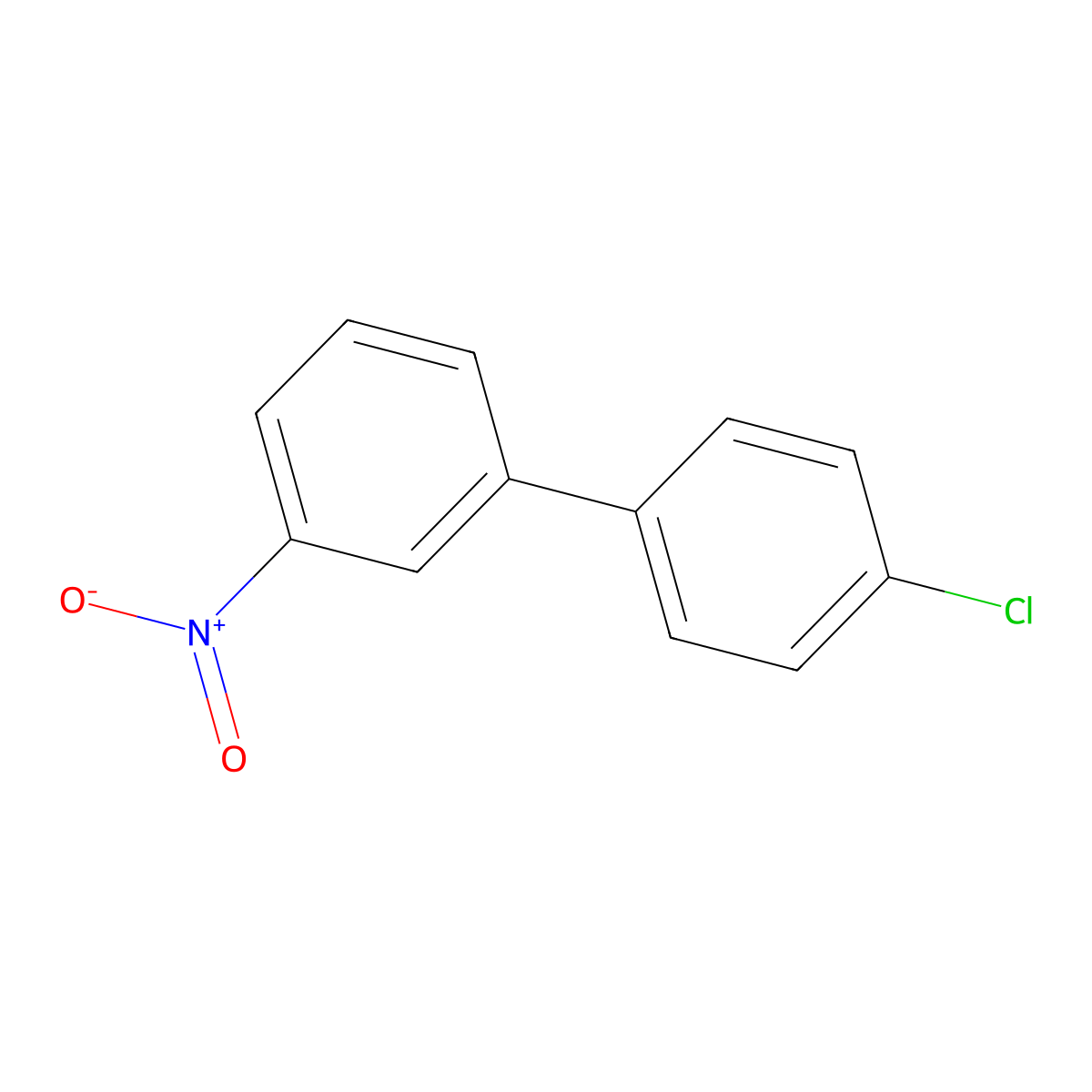 1,1'-Biphenyl, 4'-chloro-3-nitro- molecular structure, CAS 54044-92-7