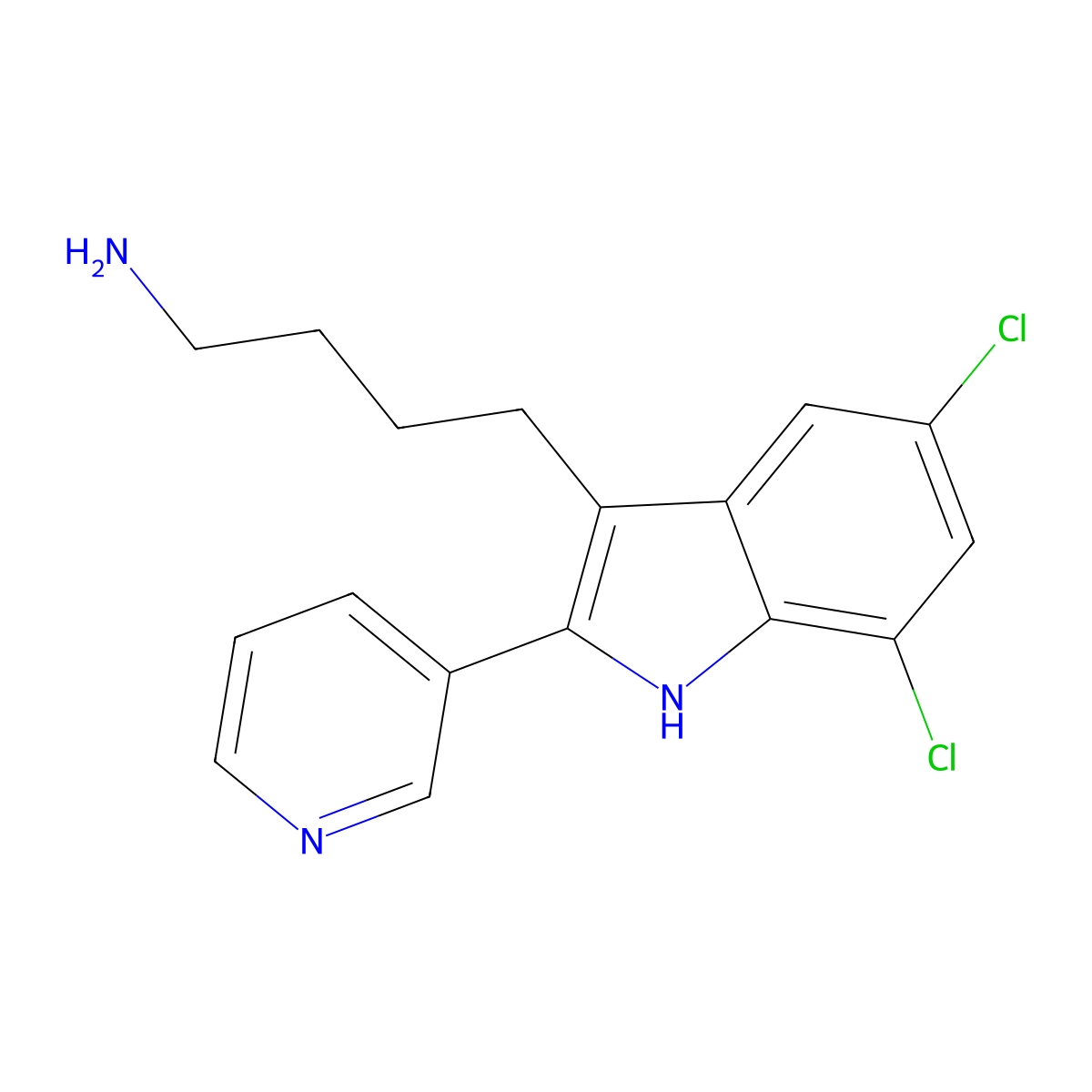4-(5,7-Dichloro-2-pyridin-3-YL-1H-indol-3-YL)-butan-1-amine molecular structure, CAS 540464-76-4