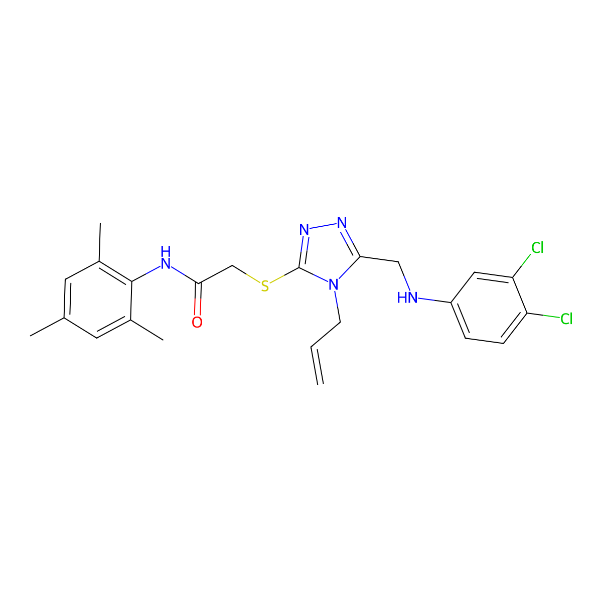 2-((4-Allyl-5-((3,4-dichloroanilino)methyl)-4H-1,2,4-triazol-3-YL)sulfanyl)-N-mesitylacetamide molecular structure, CAS 540498-39-3