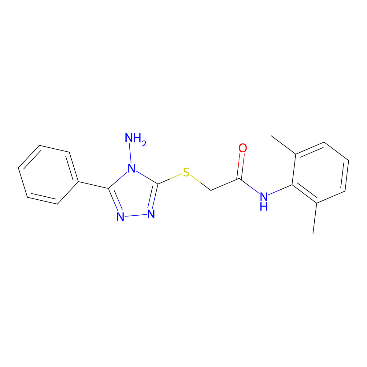2-[(4-amino-5-phenyl-4H-1,2,4-triazol-3-yl)sulfanyl]-N-(2,6-dimethylphenyl)acetamide molecular structure, CAS 540498-72-4