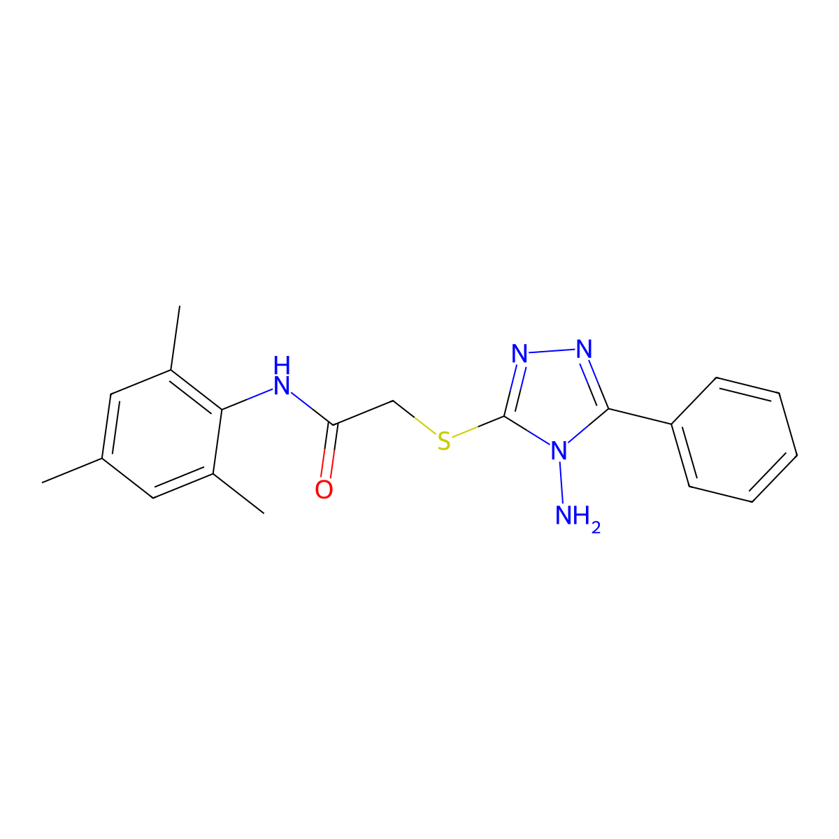 2-((4-amino-5-phenyl-4H-1,2,4-triazol-3-yl)thio)-N-mesitylacetamide molecular structure, CAS 540498-75-7