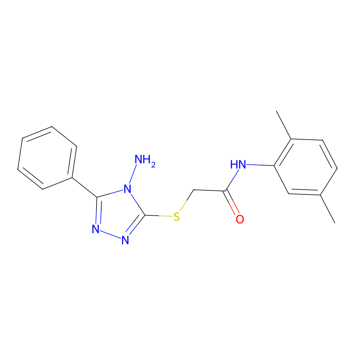 2-((4-amino-5-phenyl-4H-1,2,4-triazol-3-yl)thio)-N-(2,5-dimethylphenyl)acetamide molecular structure, CAS 540498-76-8
