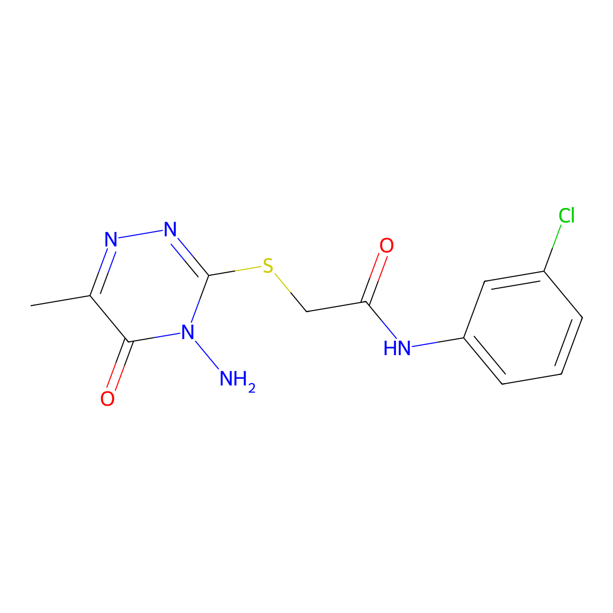 2-[(4-amino-6-methyl-5-oxo-4,5-dihydro-1,2,4-triazin-3-yl)sulfanyl]-N-(3-chlorophenyl)acetamide molecular structure, CAS 540498-77-9