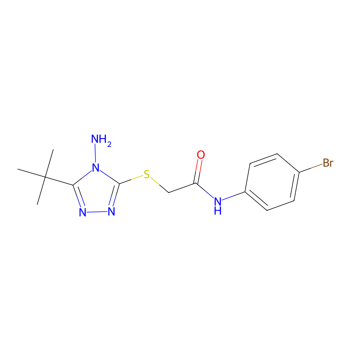2-((4-Amino-5-tert-butyl-4H-1,2,4-triazol-3-YL)thio)-N-(4-bromophenyl)acetamide molecular structure, CAS 540498-84-8