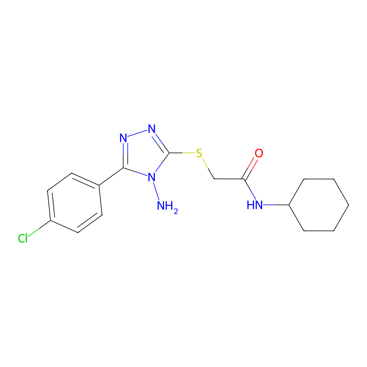 2-{[4-amino-5-(4-chlorophenyl)-4H-1,2,4-triazol-3-yl]sulfanyl}-N-cyclohexylacetamide molecular structure, CAS 540498-91-7