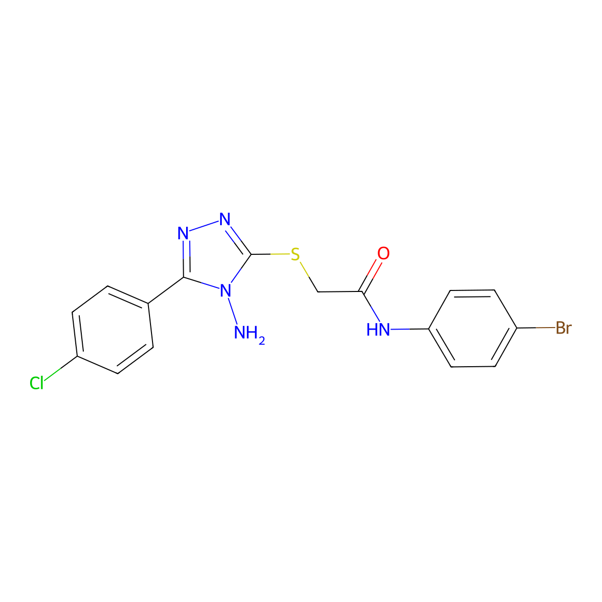 2-{[4-amino-5-(4-chlorophenyl)-4H-1,2,4-triazol-3-yl]sulfanyl}-N-(4-bromophenyl)acetamide molecular structure, CAS 540498-92-8