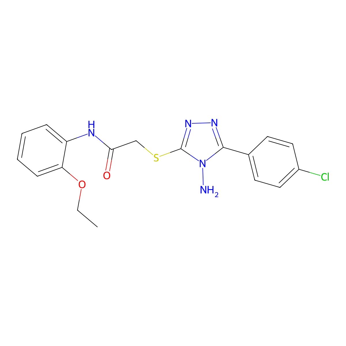 2-{[4-amino-5-(4-chlorophenyl)-4H-1,2,4-triazol-3-yl]sulfanyl}-N-(2-ethoxyphenyl)acetamide molecular structure, CAS 540498-93-9